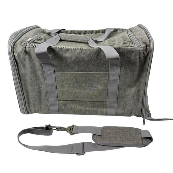 New Collapsing Cat Carrier for Large Cats Gray with shoulder strap - Picture 4 of 4
